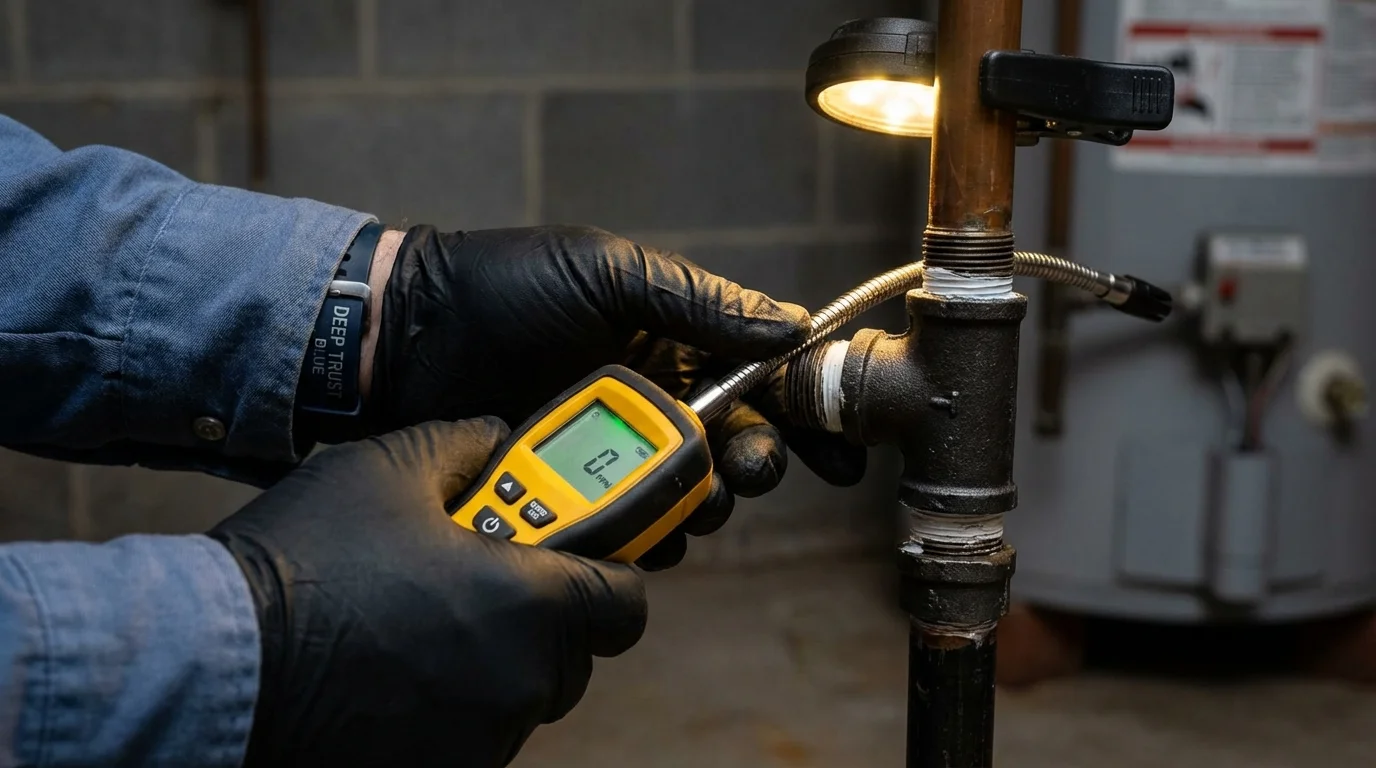 Gas leak detection with electronic sniffer by Johns Plumbing LLC in Pennington