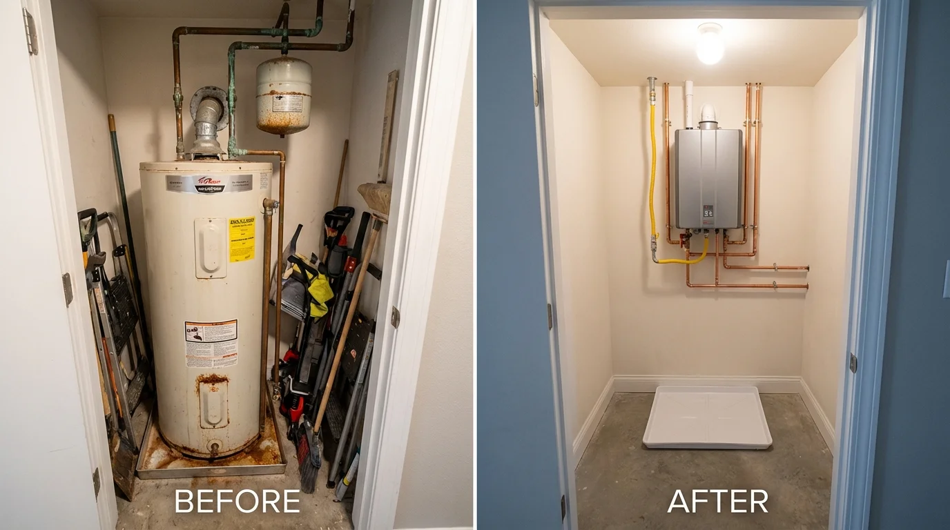 Tank water heater versus wall-mounted tankless unit comparison for Pennington, NJ homeowners