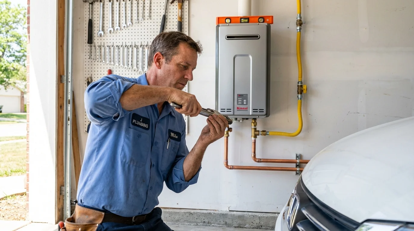 Tankless water heater installation by a Johns Plumbing LLC plumber in Pennington